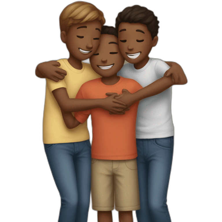 3 boys hugging 5th graders emoji