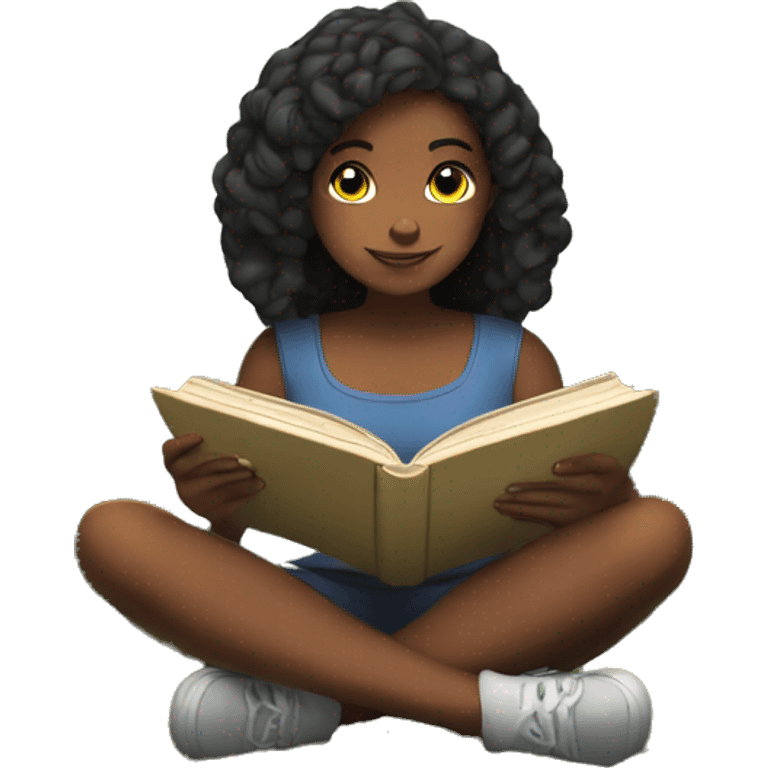 girl reading a book in the forest emoji