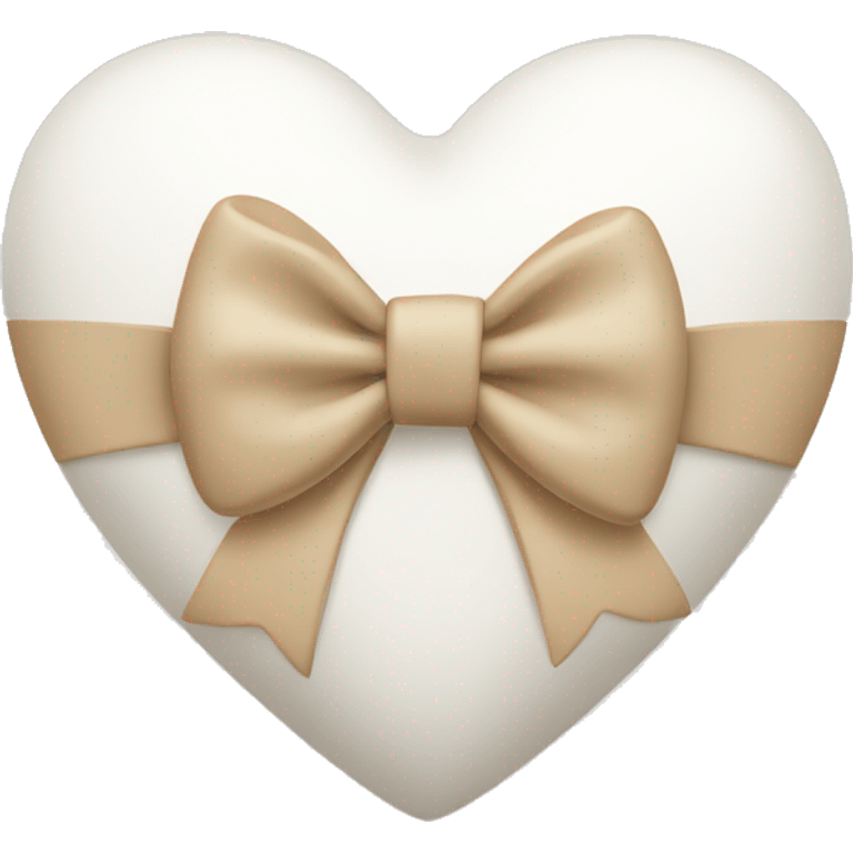 white heart with beige bow emoji