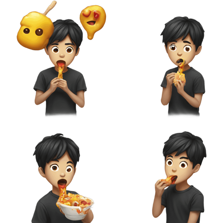 Kpop boy eating a hot doh emoji