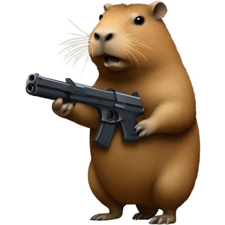 Capybara holding a gun emoji