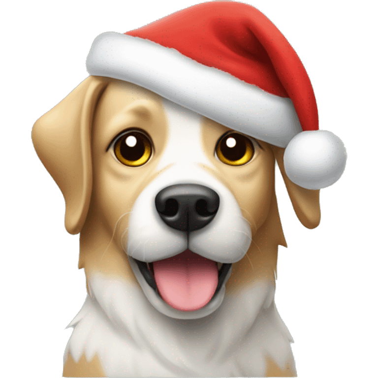 Dog with Santa hat and Christmas glassws emoji