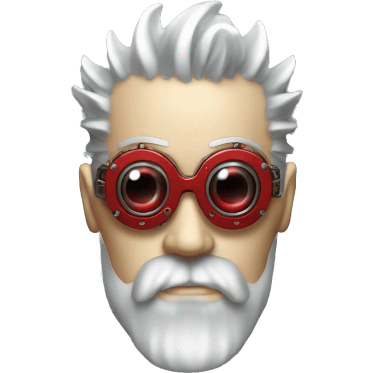 cyborg head with Silver mohawk, red steampunk goggles, long red beard and circuits emoji