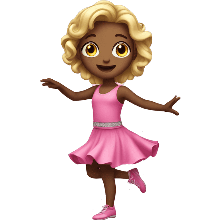 Dancing cute pink girl emoji