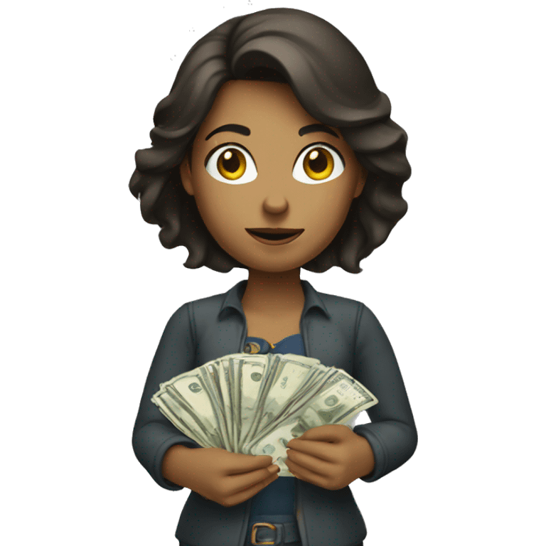 Brunette women holding money  emoji