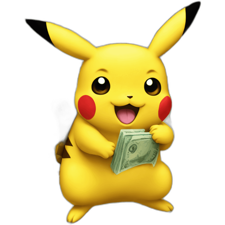 pikachu full of money emoji