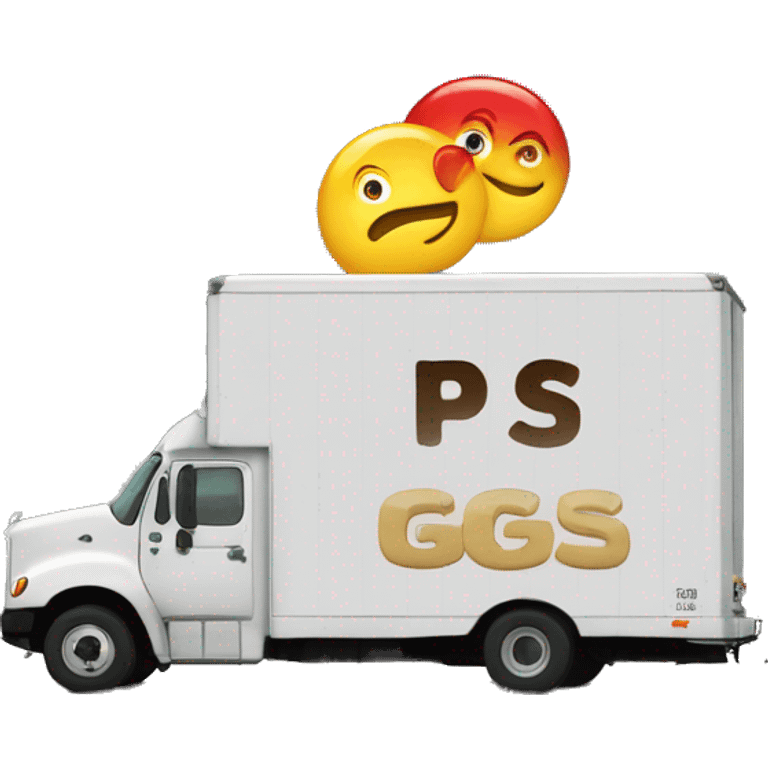 Boxtruck with letters "PGS” on the side emoji