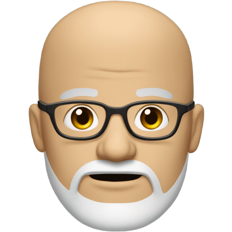 Mean looking Bald man white goatee beard black eyes and glasses  emoji