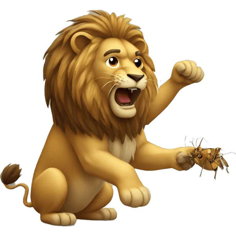 lion catching bug emoji