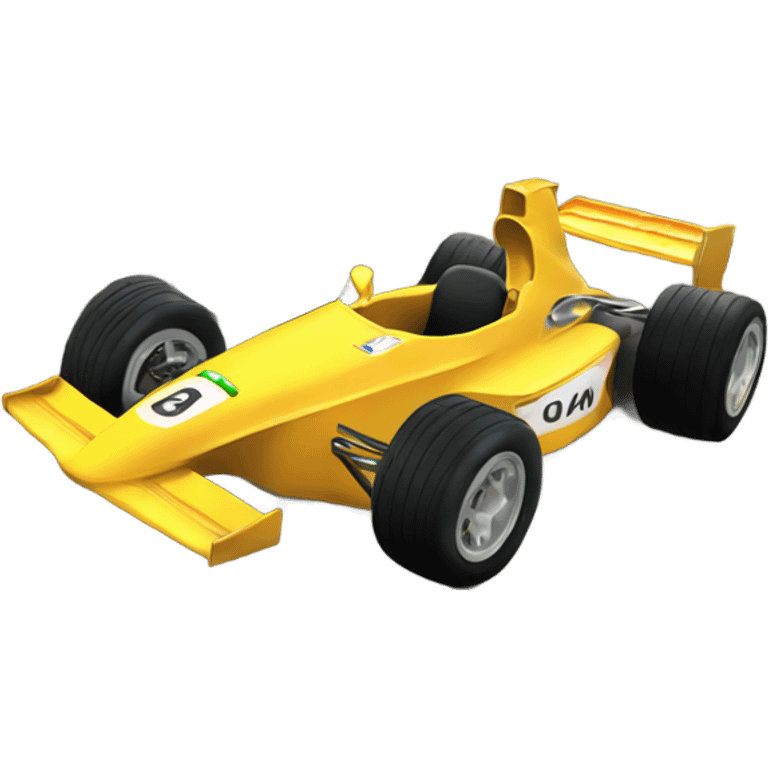 Golden formula car with huge tires emoji