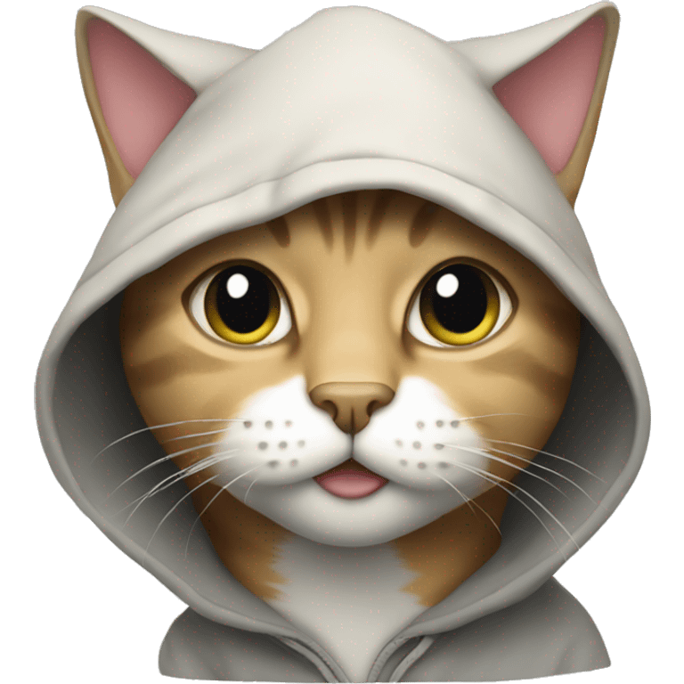 A cat in a hoodie emoji