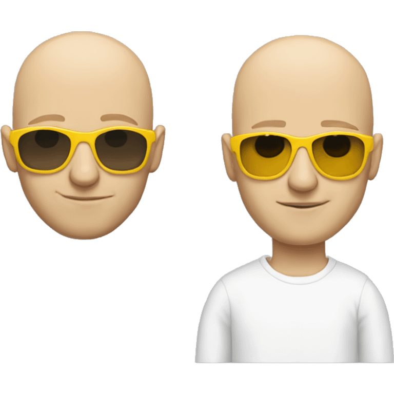 bald white man wearing yellow sunglasses and a sweatshirt emoji