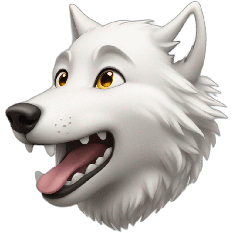 White wolf giggling emoji