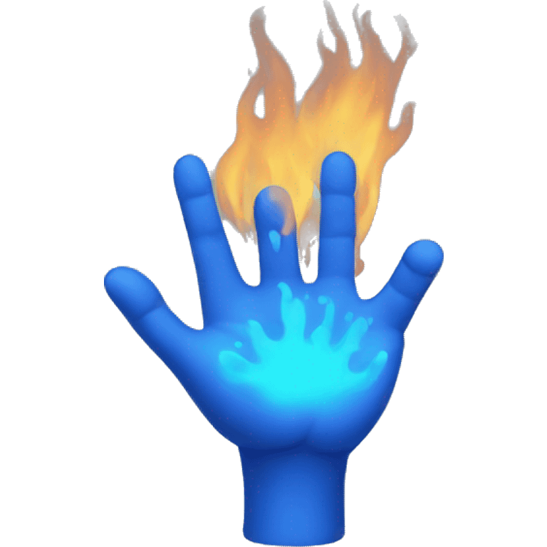 hand covered in blue fire emoji