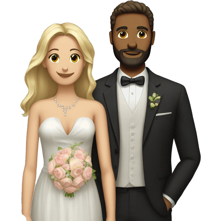 formal couple with flowers add beard to guy emoji