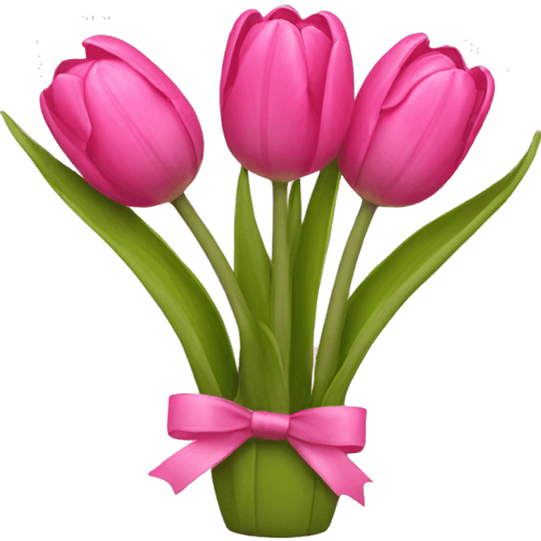 Pink tulips with a bow emoji