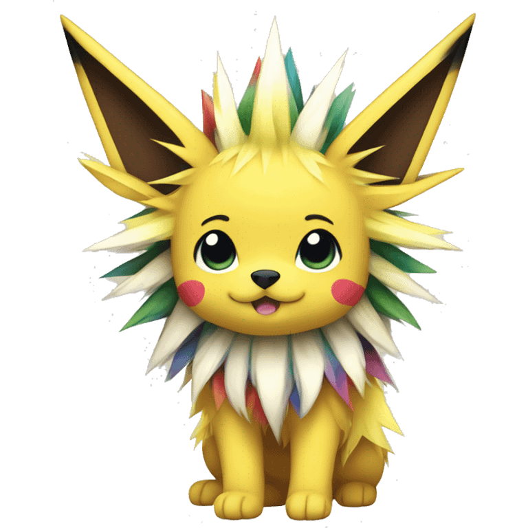 Jolteon with colorful stripes full body emoji