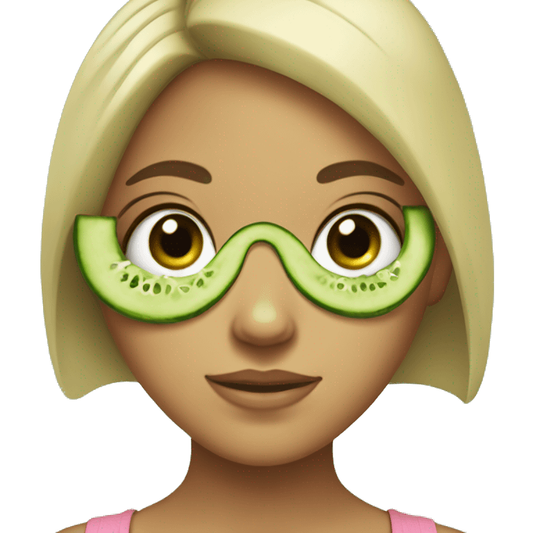 a girl with cucumbers on her eyes emoji