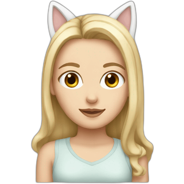 White  Girl with cat ears emoji