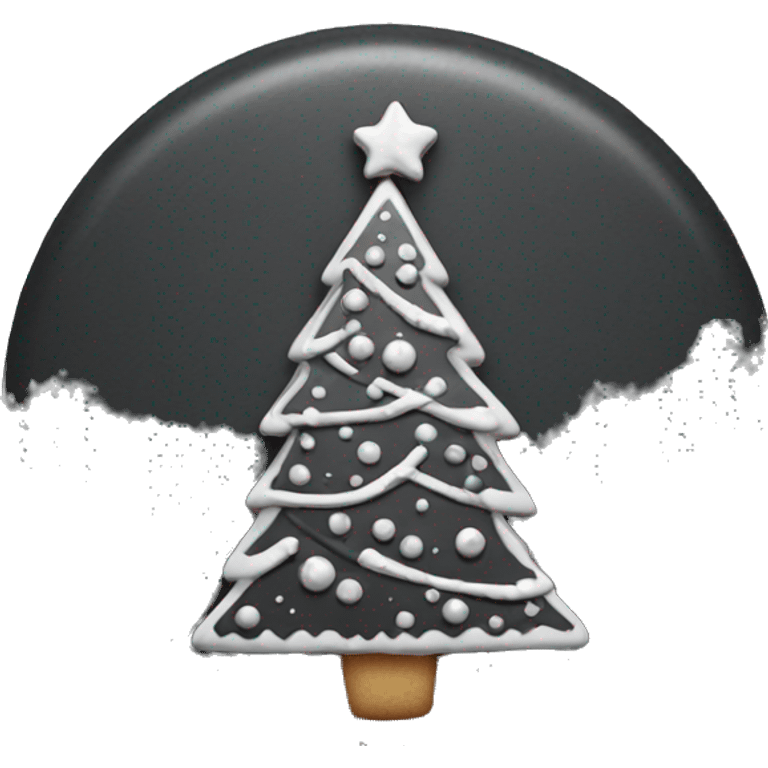 Black and silver Christmas tree cookie  emoji