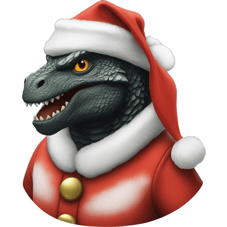 Godzilla dressed as Santa emoji