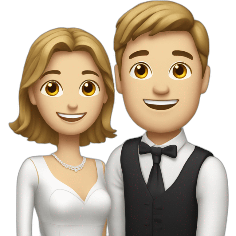 female insurance advisor with newly wed couple emoji