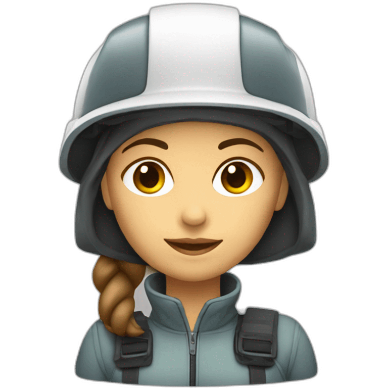 Mujer con casco obra blanco emoji