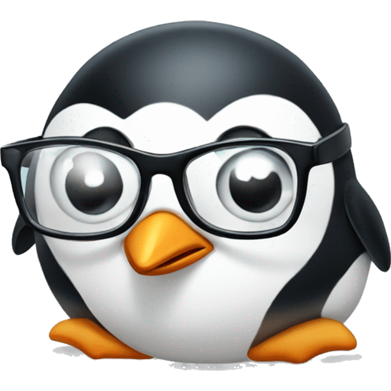 Penguin with fat belly wearing glasses emoji