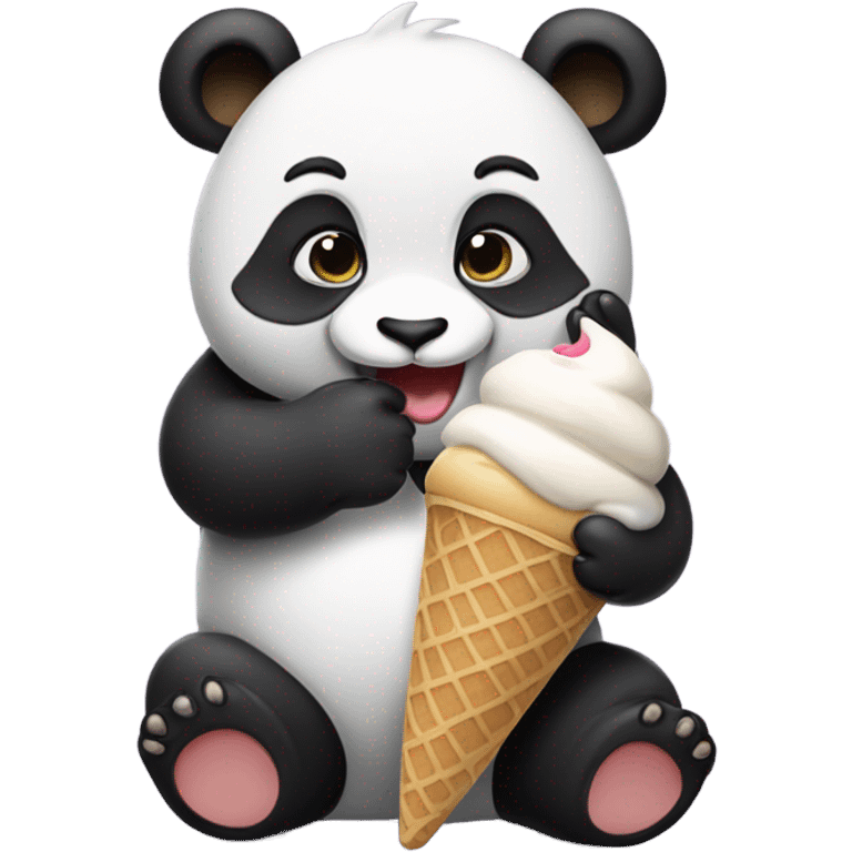 Panda eating ice cream emoji