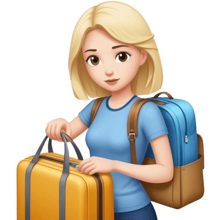 Katie packing her bags emoji