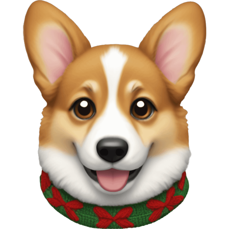 Corgi puppy dressed in a Christmas sweater emoji