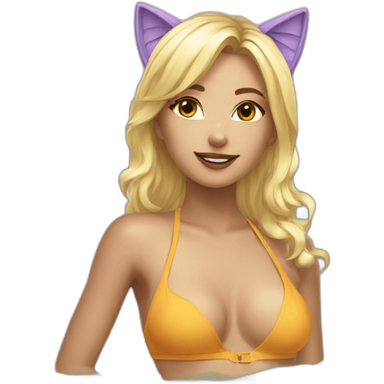 hot catgirl blonde swim suit emoji