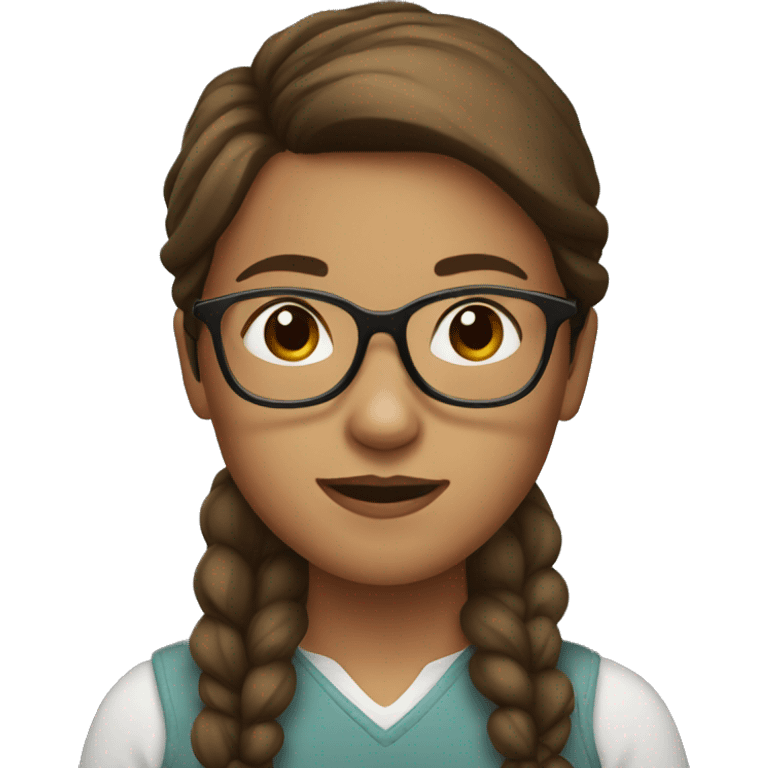 A girl with brown hair and glasses emoji