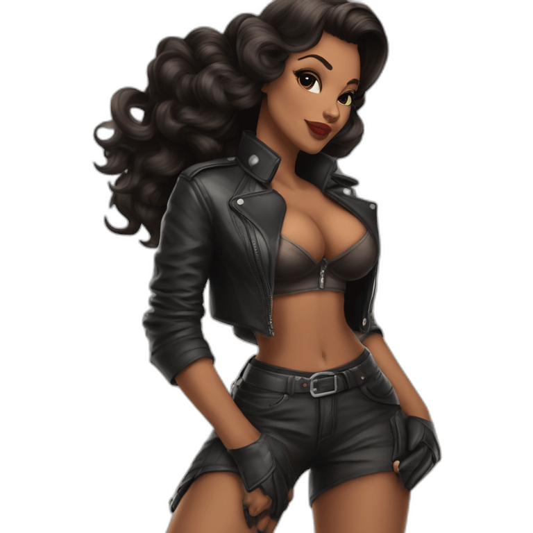 pinup brune moto noire emoji