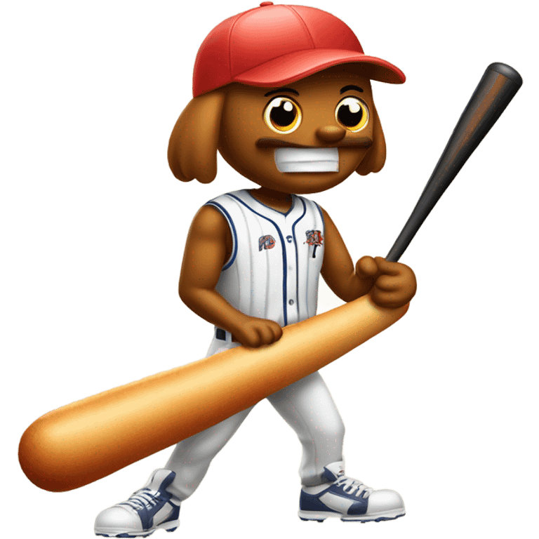 A hot dog with a baseball bat emoji