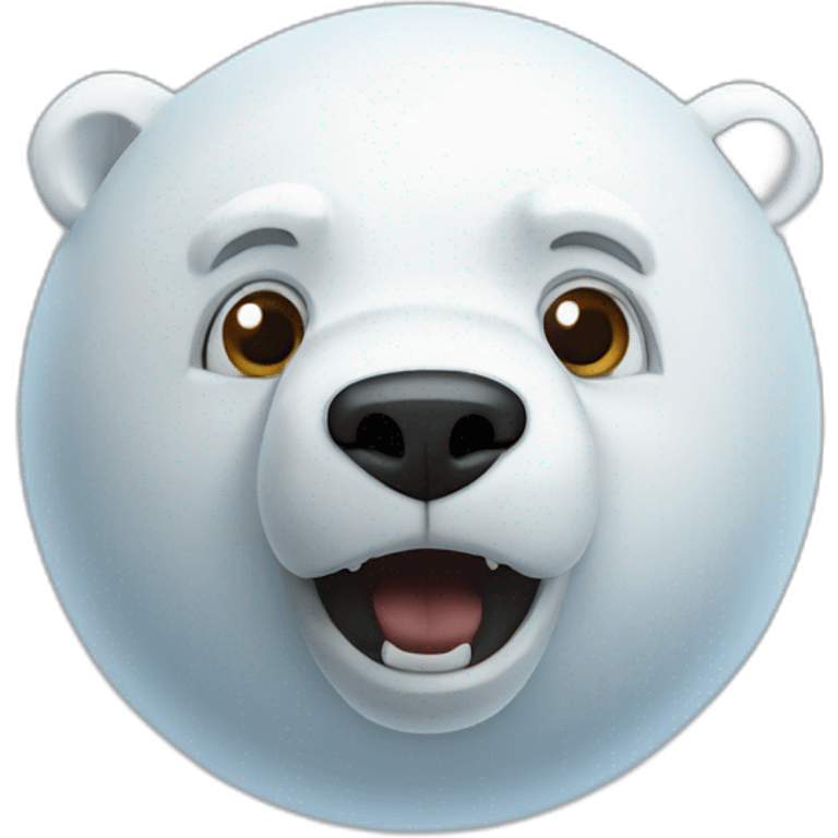 3d sphere with a cartoon Polar Bear skin texture with big courageous eyes emoji