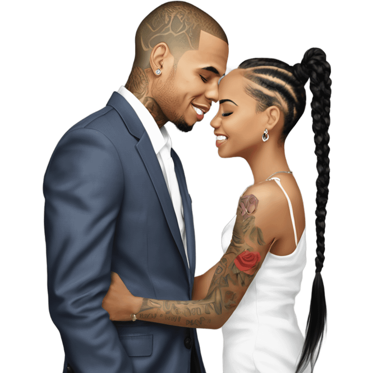 Hyper Realistic Chris Brown  Karruche Tran romantic photo  emoji