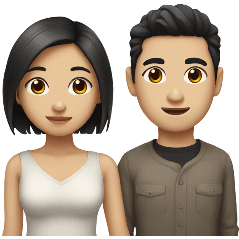 Asian girl with white skin and a boyfriend with dark hair light skin emoji