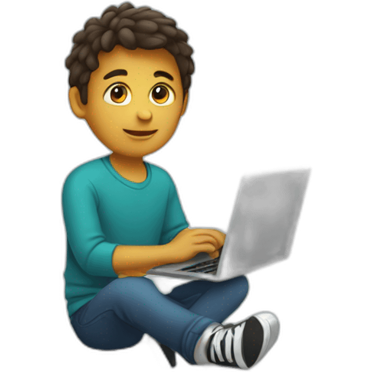 Boy with laptop in his hand  emoji