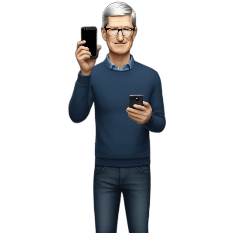 Tim cook taking photo with iPhone emoji