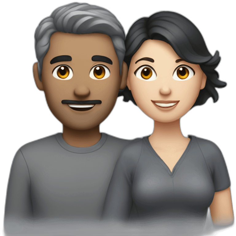 a couple of men and women with dark hair with a gray british cat emoji