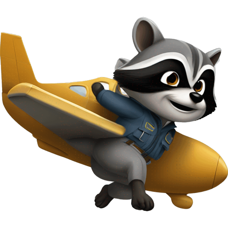 A spy racoon jumping off a plane emoji