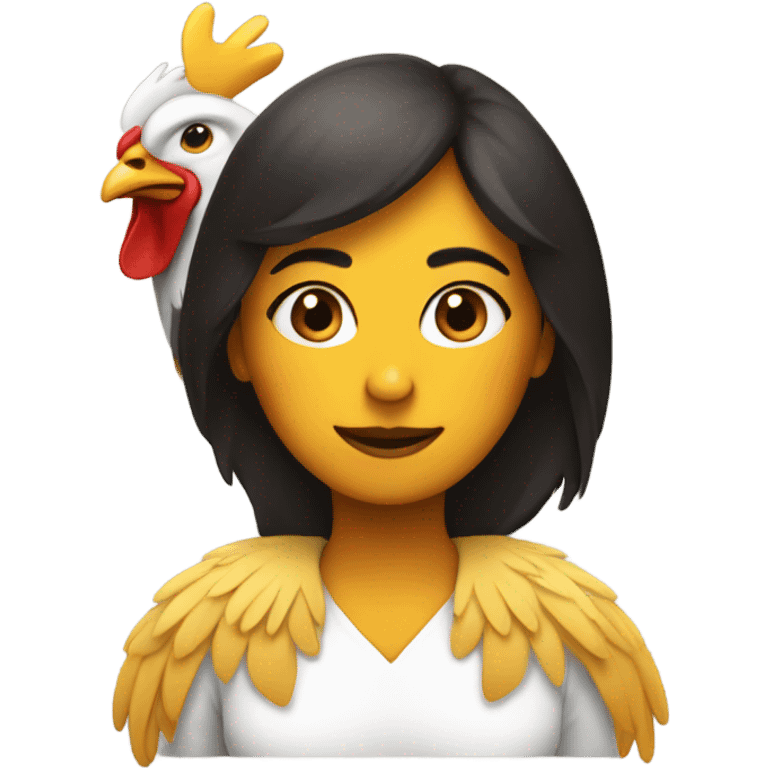 Karina wearing a chicken  emoji