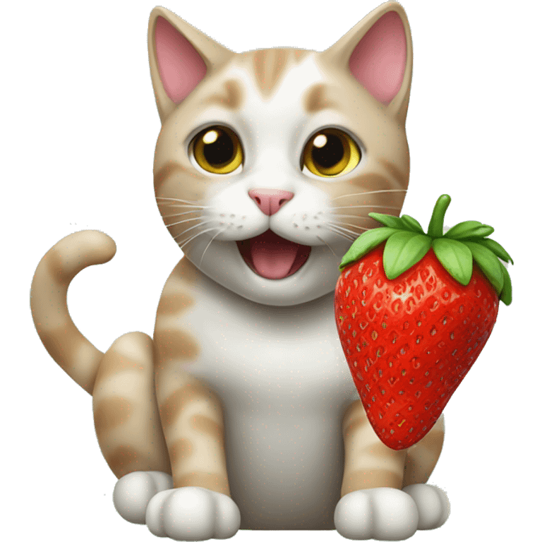 Cat eating strawberry  emoji