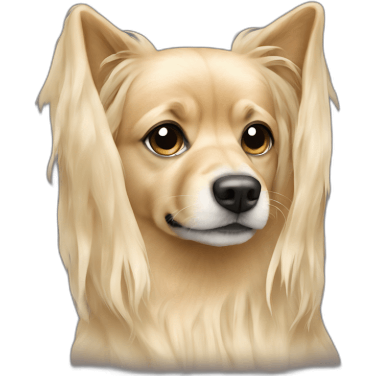 Small blonde long haired dog poncho emoji