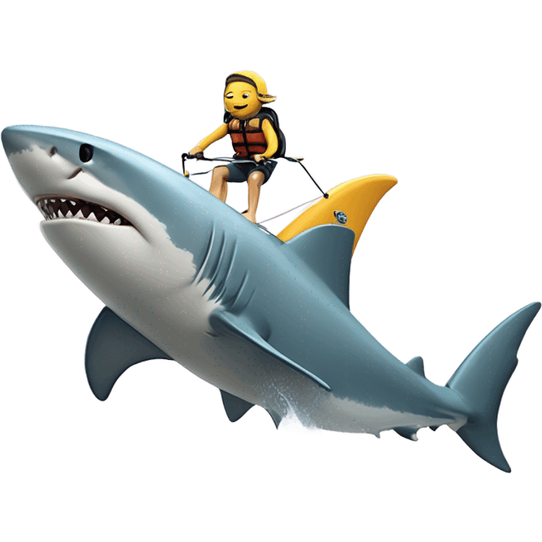 Shark wakeboarding off of a yacht emoji