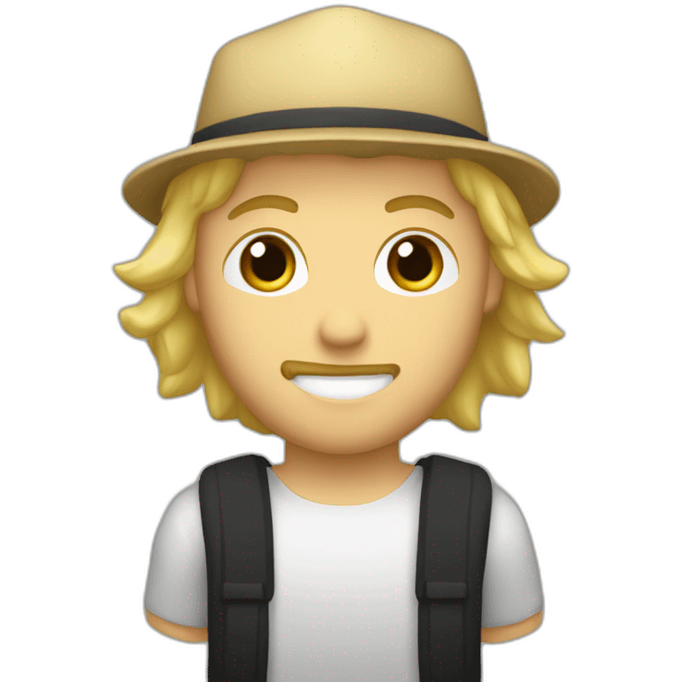 A blond guy with a goatee and a black cap holding a flag that says ratio. emoji