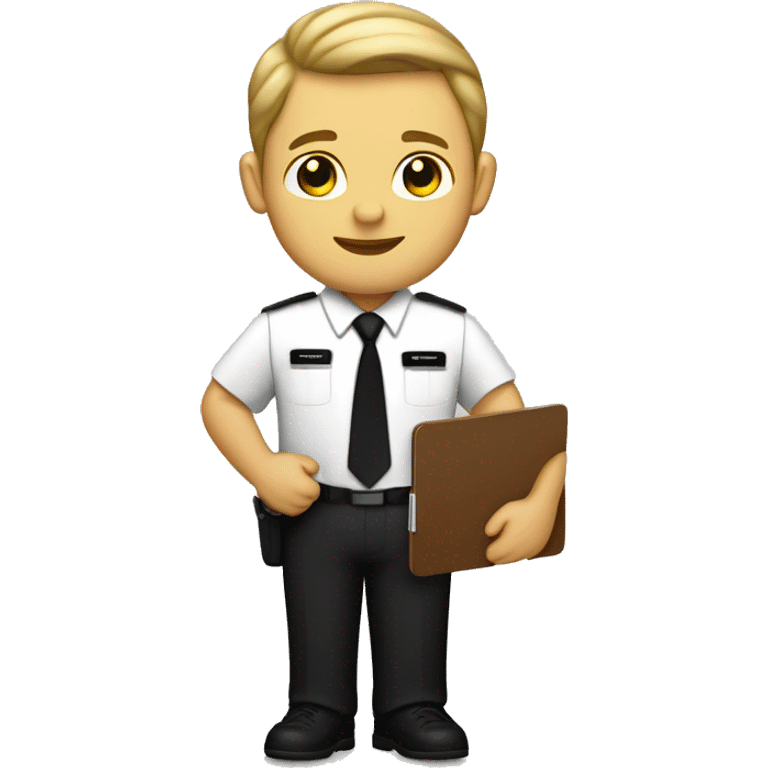 mormon missionary with black nametag with a clipboard on hand  emoji