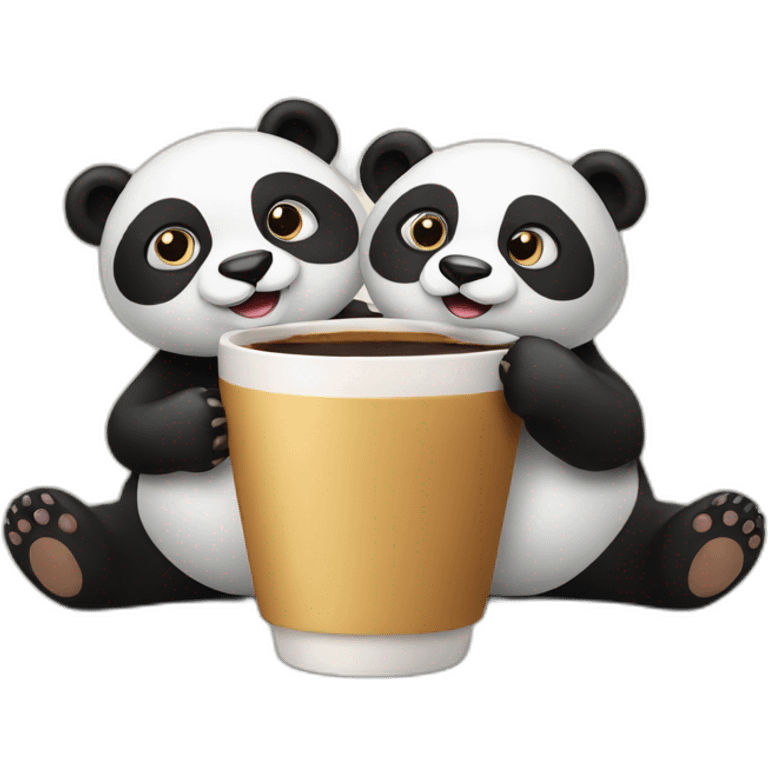 Two pandas having coffee emoji