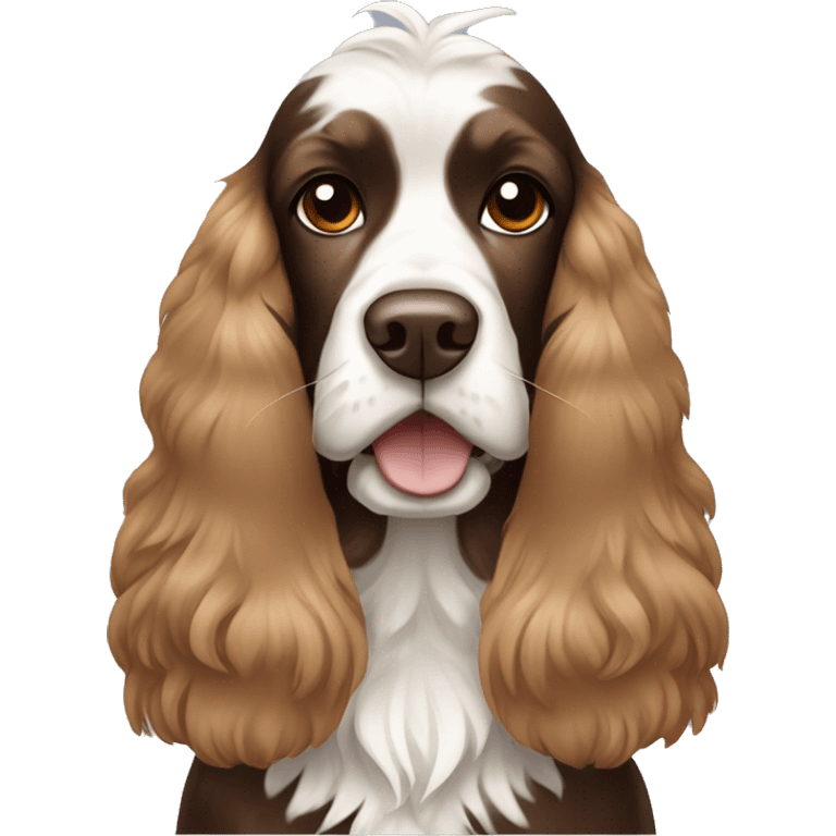 Brown and white Cocker spaniel with a Mohawk  emoji